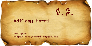 Váray Harri névjegykártya